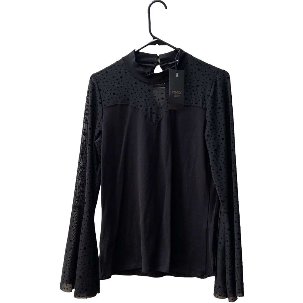 Only brand Black top with Sheer Arms